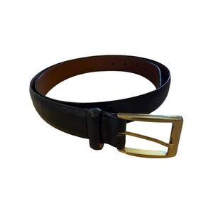 Brighton‎ Men's Black Croc Embossed Leather Belt Size 40 Gold Buckle Made in USA